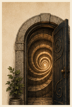 Illustrated doorway for Thought Loops